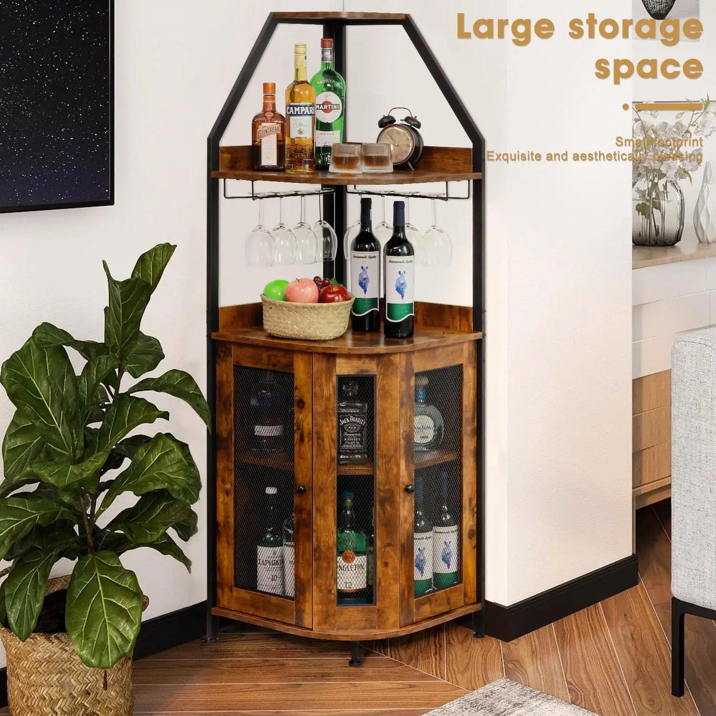 XMSJHignconcerned Corner Bar Cabinet 5 Tier Wine Storage