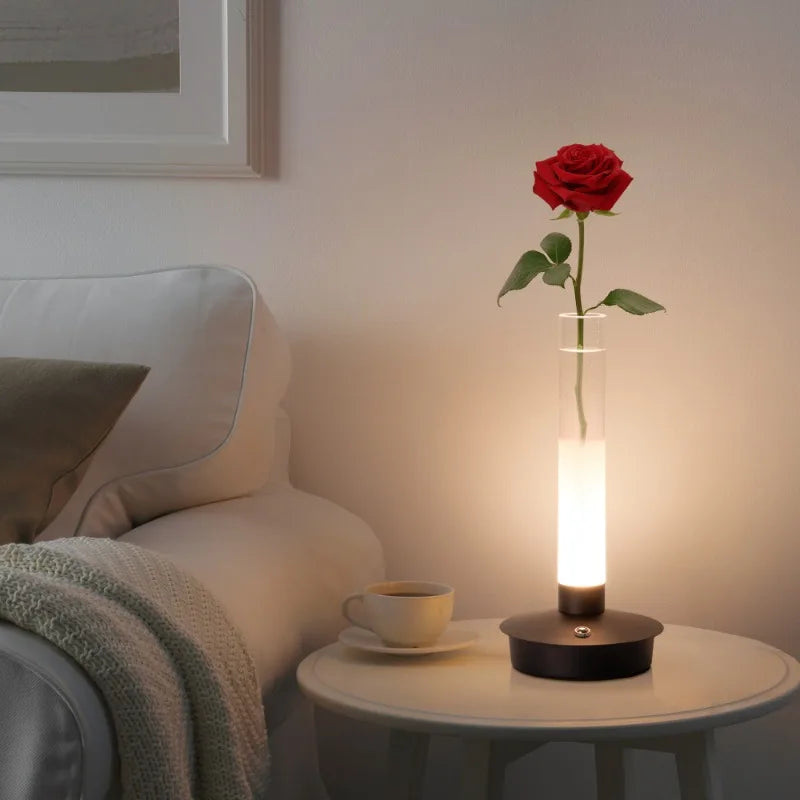 Hign-concerned Minimalist Glass Vase Lamp With Led Light