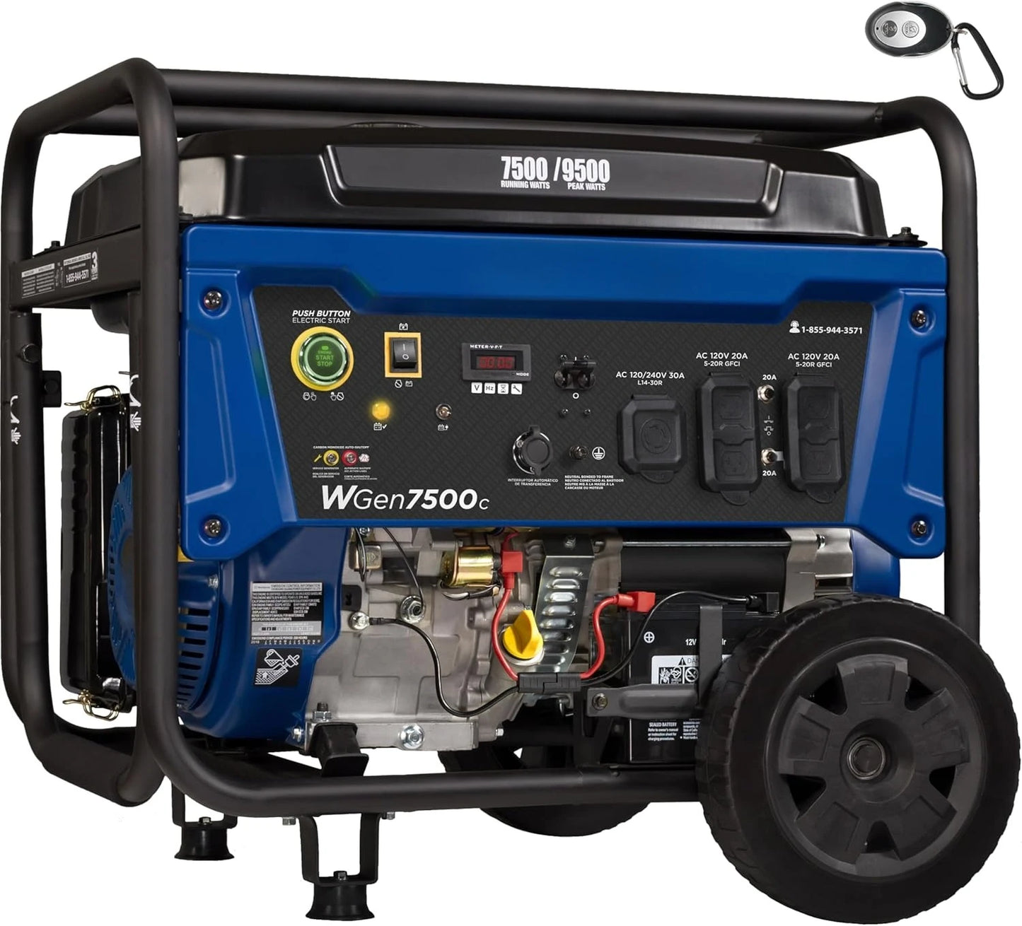 9500 Peak Watt Portable Generator With Remote Electric Start Auto Choke