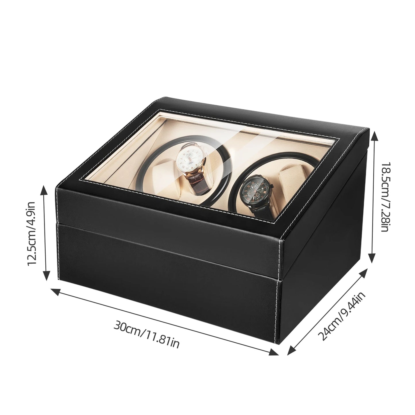 Watch Winder Box for Automatic Mechanical Watches PU Leather