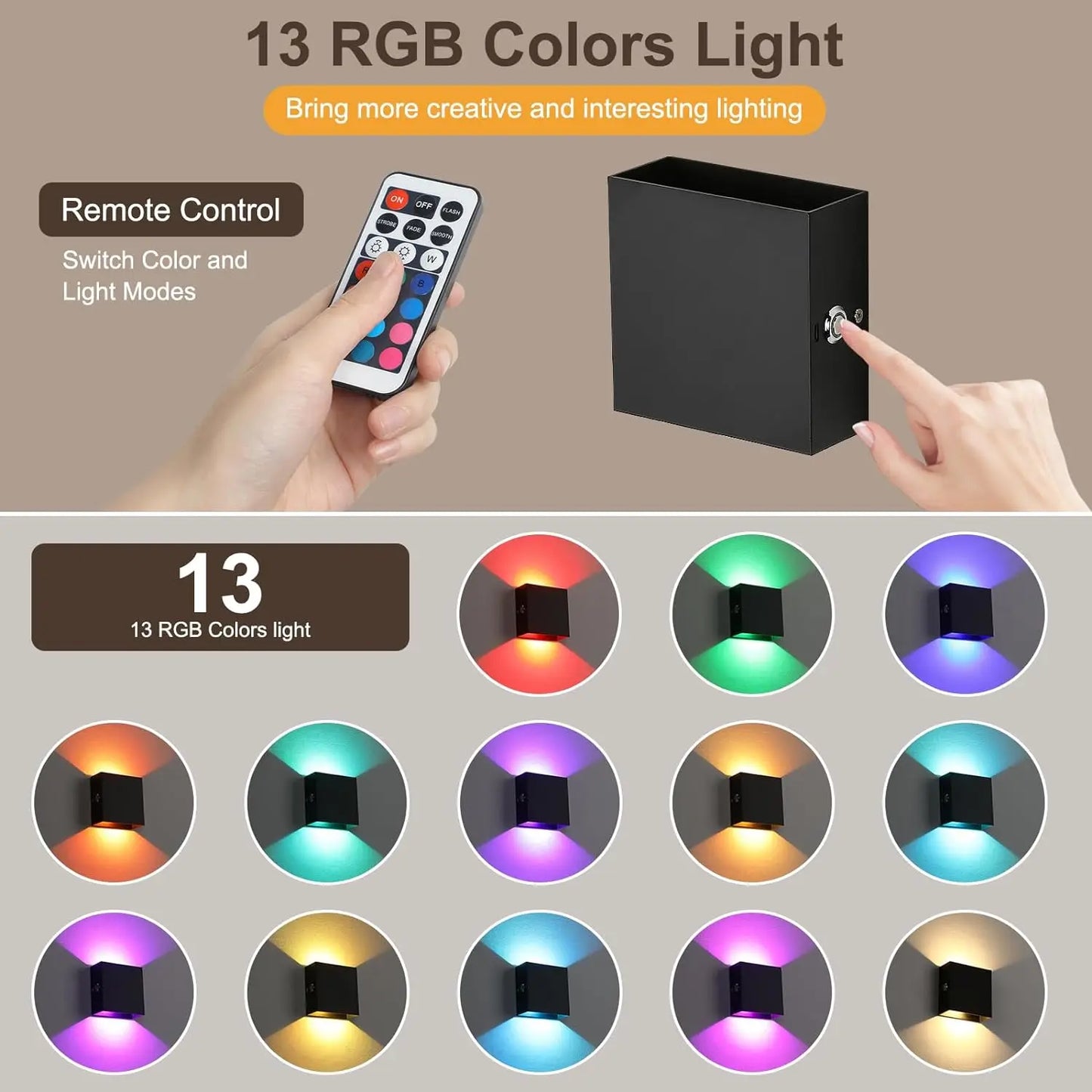 Lightess RGB Battery Operated Wall Sconce With Remote