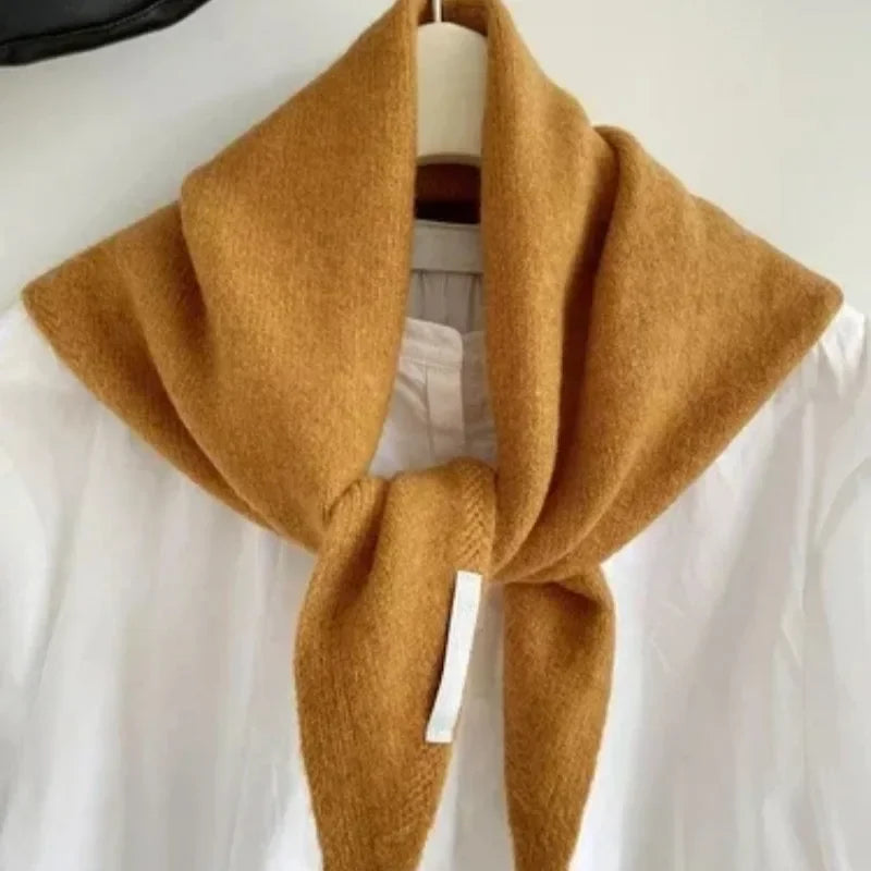 Xizou British Korean Style Wool Knitted Triangular Scarf