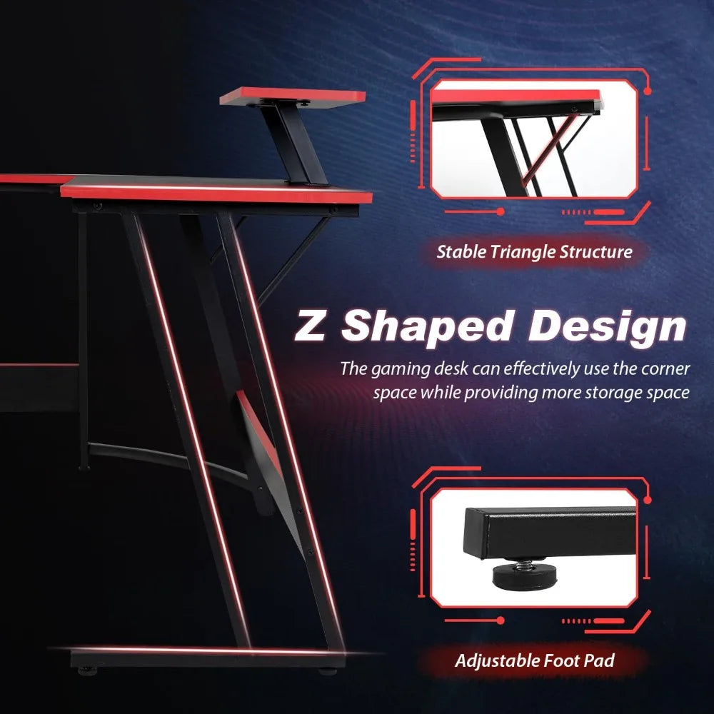 L Shaped Corner Gaming Desk For Home Office And Study