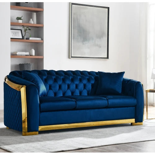 CN Guangdong Velvet Chesterfield Sofa Set Tufted 3 Seat Couch