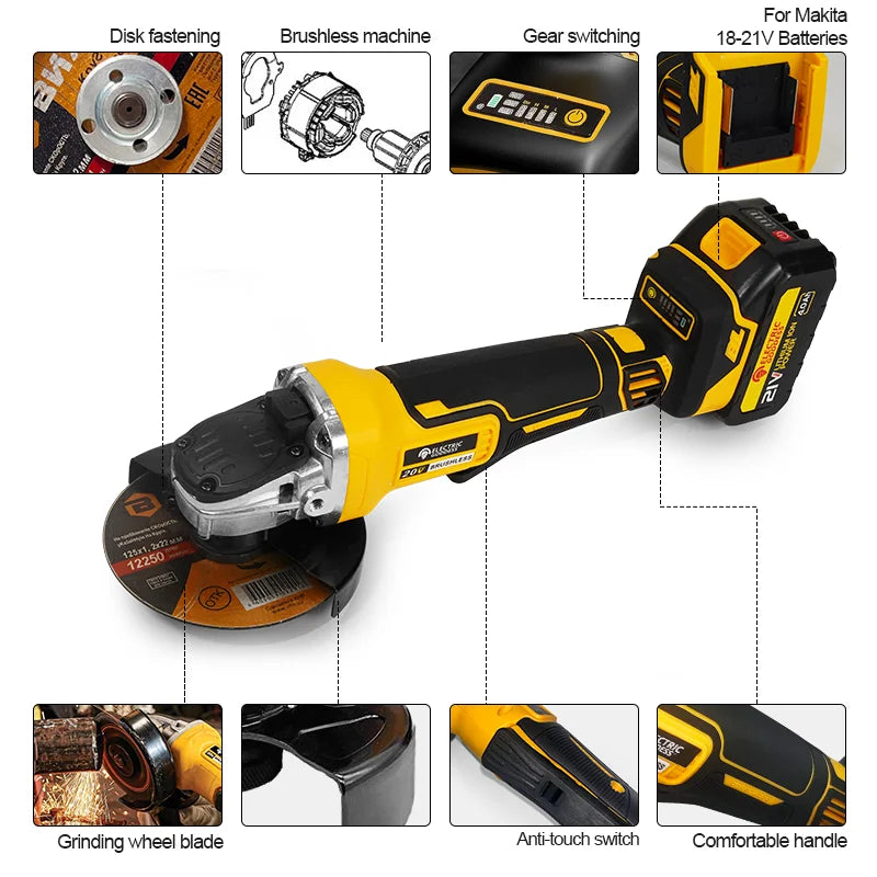 Electric Goddess DCG406 Brushless Cordless Angle Grinder