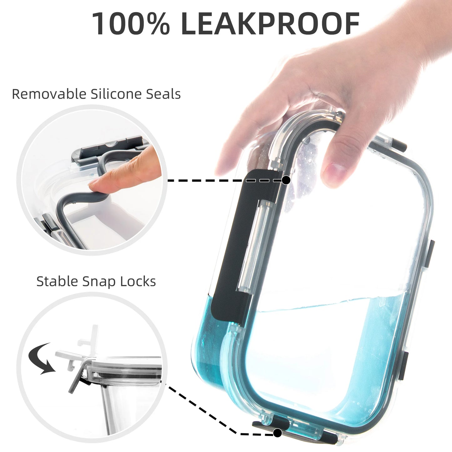 Borosilicate Glass Food Containers Leakproof Lock Lid