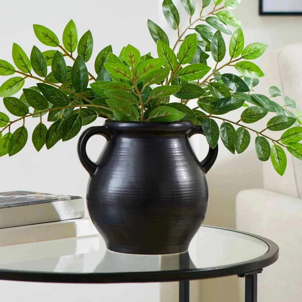 Hign-concerned Ribbed Ceramic Vase For Home Decor Accent