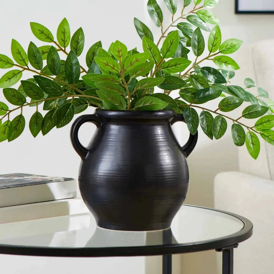 Hign-concerned Ribbed Ceramic Vase For Home Decor Accent