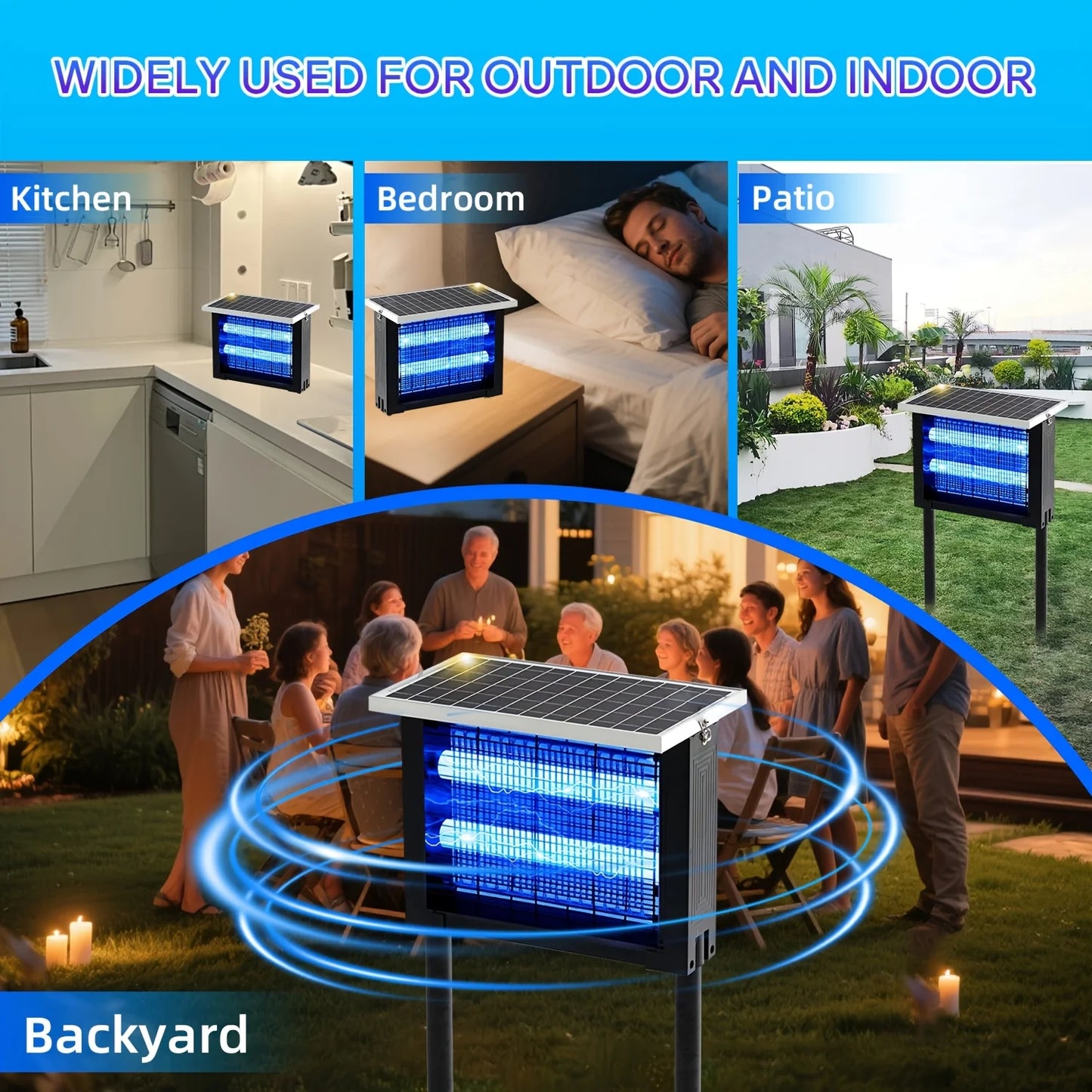 Outdoor Solar Bug Zapper Portable Rechargeable Mosquito Zapper High Powered