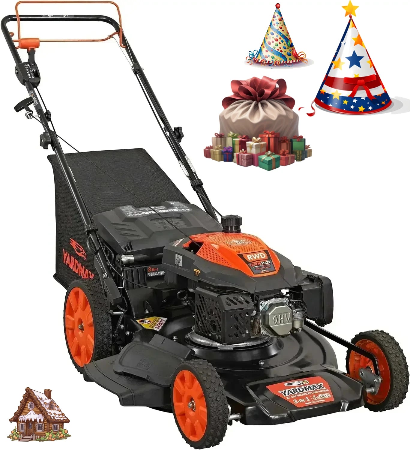 Gas Walk Behind Self Propelled Gas Powered Lawn Mower 3-In-1