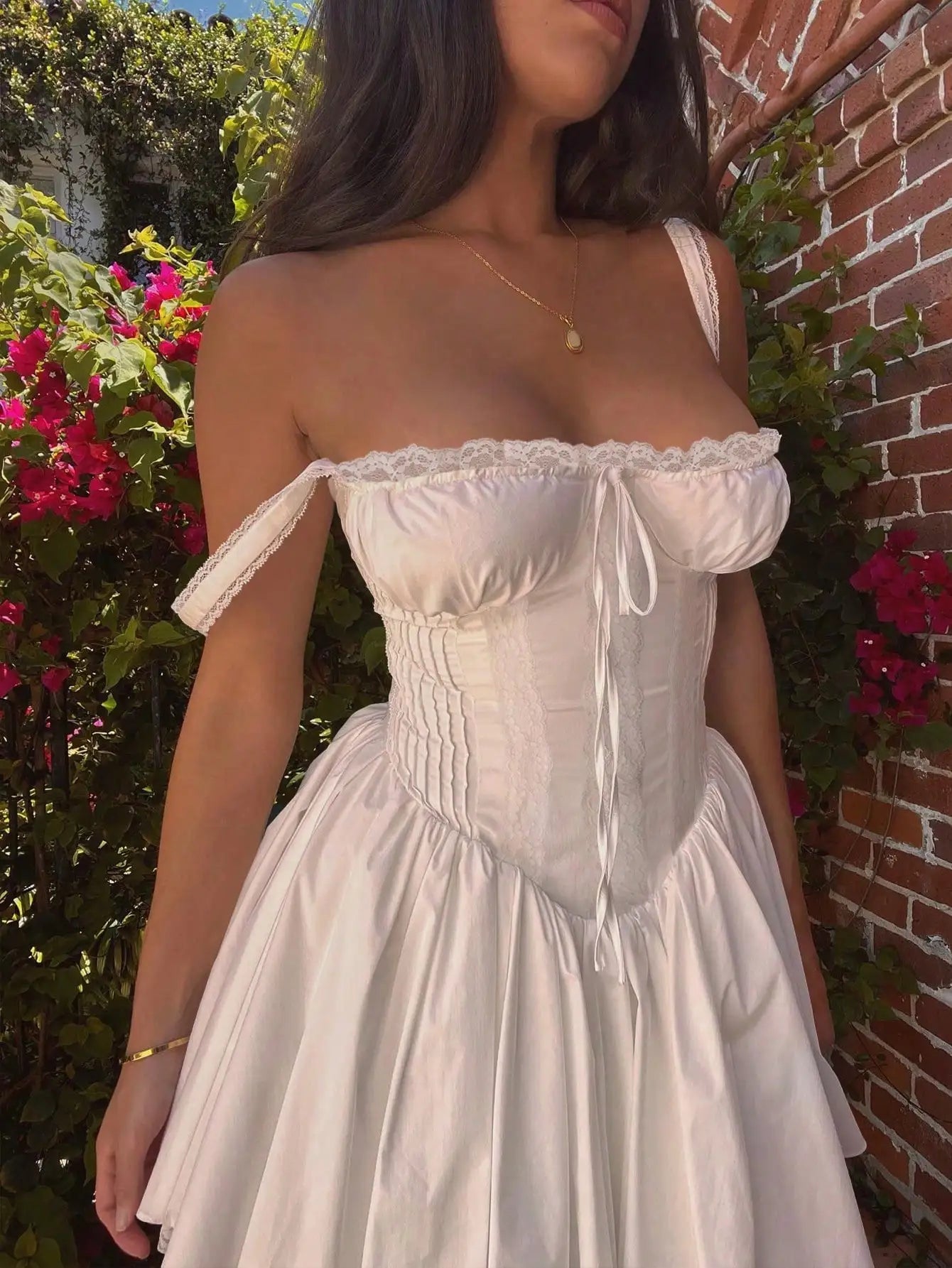 Sweetheart Neck Sleeveless Tie Front Lace Trim Mini Dress