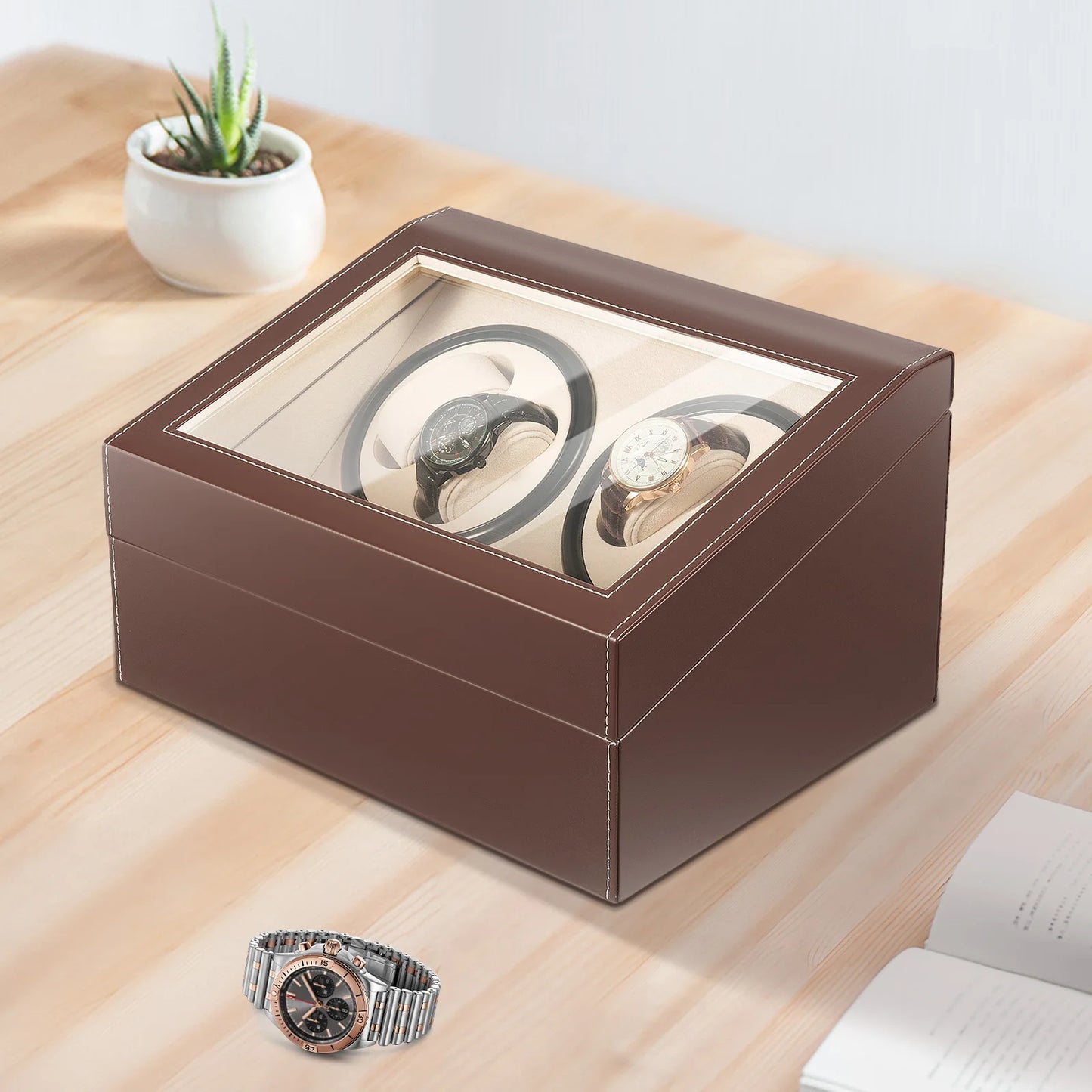 Watch Winder Automatic Rotation Velvet Display Box