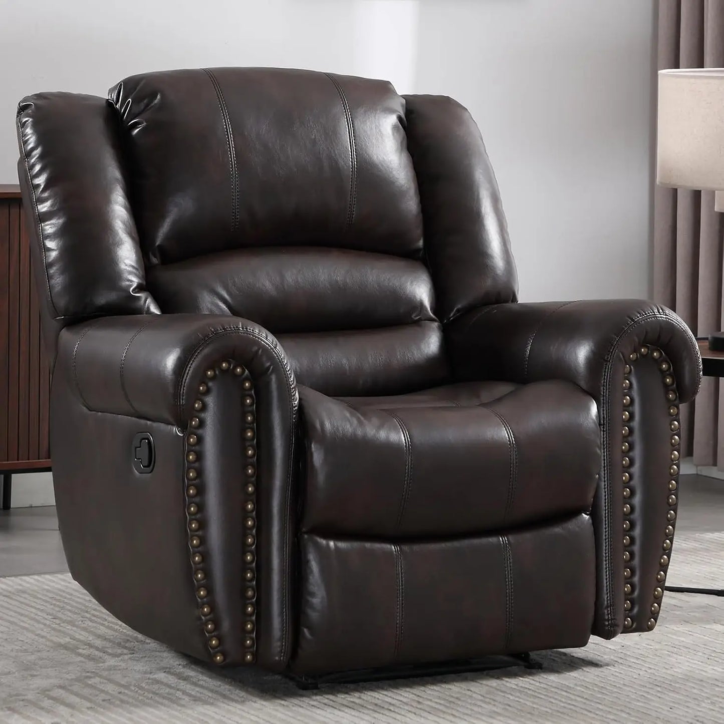 EBELLOCN Faux Leather Manual Recliner Chair For Living Room