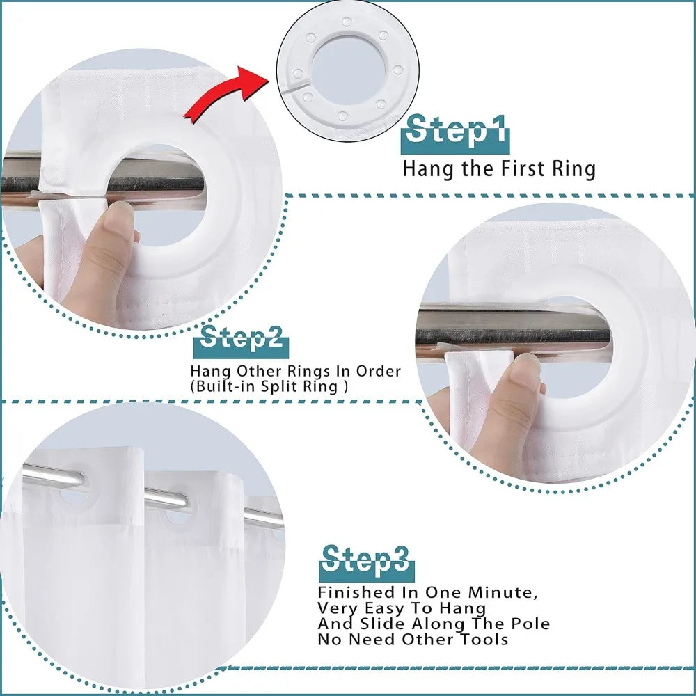 Checkwhite Extra Wide Shower Curtain Set With Snap In Liner