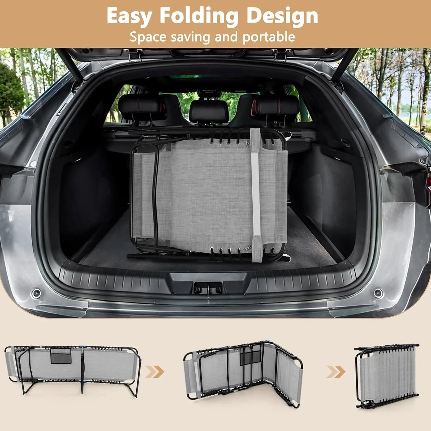 XMSJ Patio Lounge Chair Folding Tanning Chair With Headrest