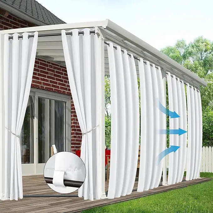 XMSJ Outdoor Curtains Patio Weatherproof Privacy Windproof
