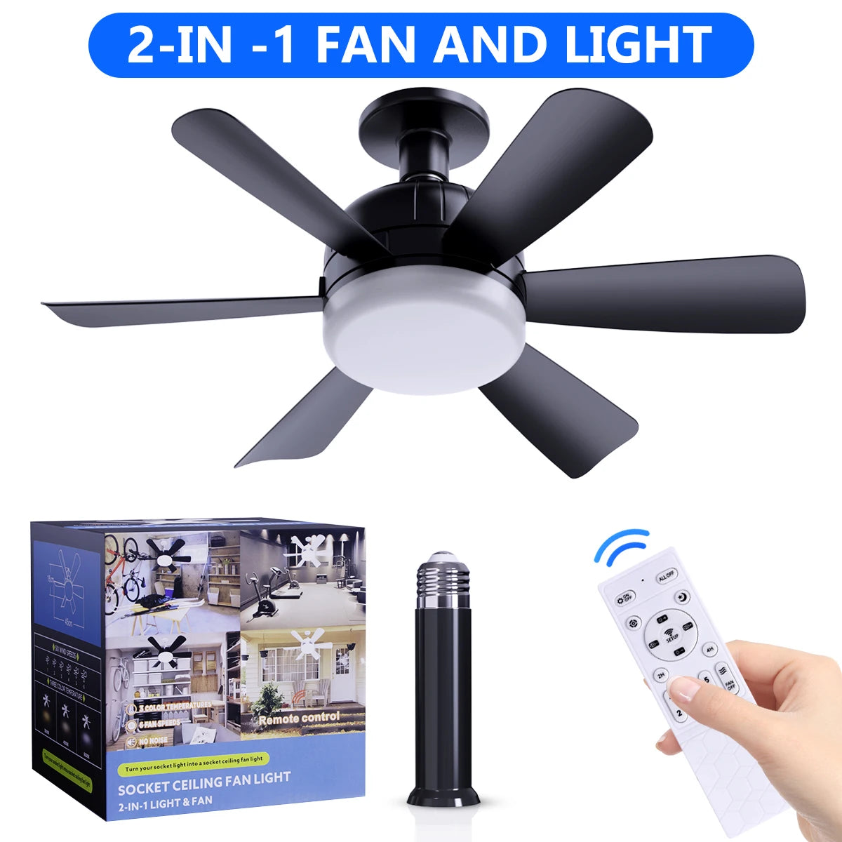Mexllex LED Ceiling Fan Light With Remote E26 Socket
