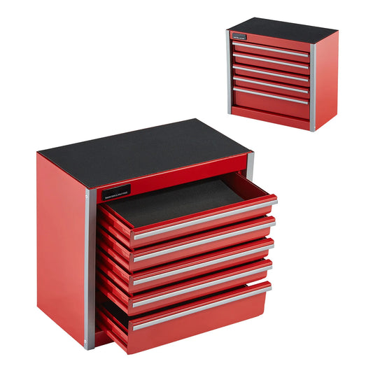 SucceBuy Five Drawer Metal Tool Box With PP Feet Storage