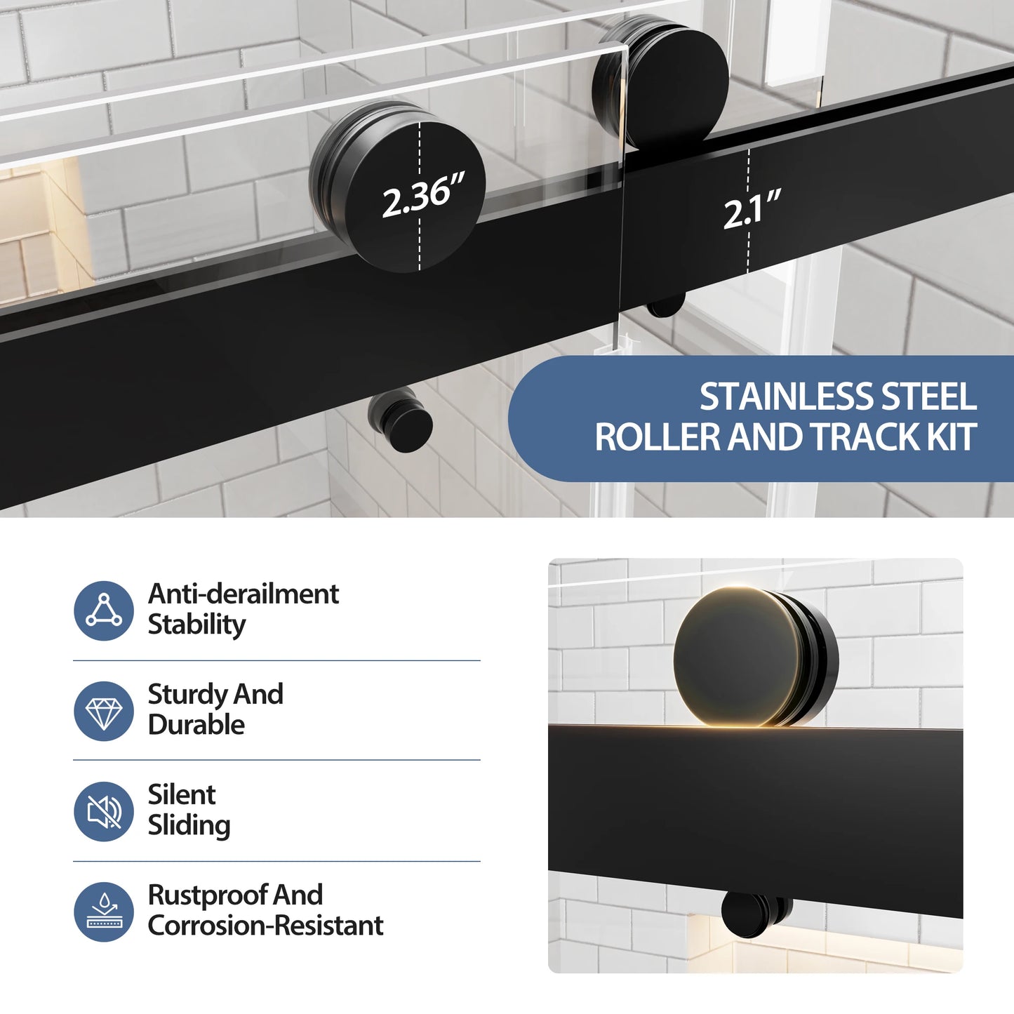 Sh.Kl Frameless Double Sliding Shower Door With Glass