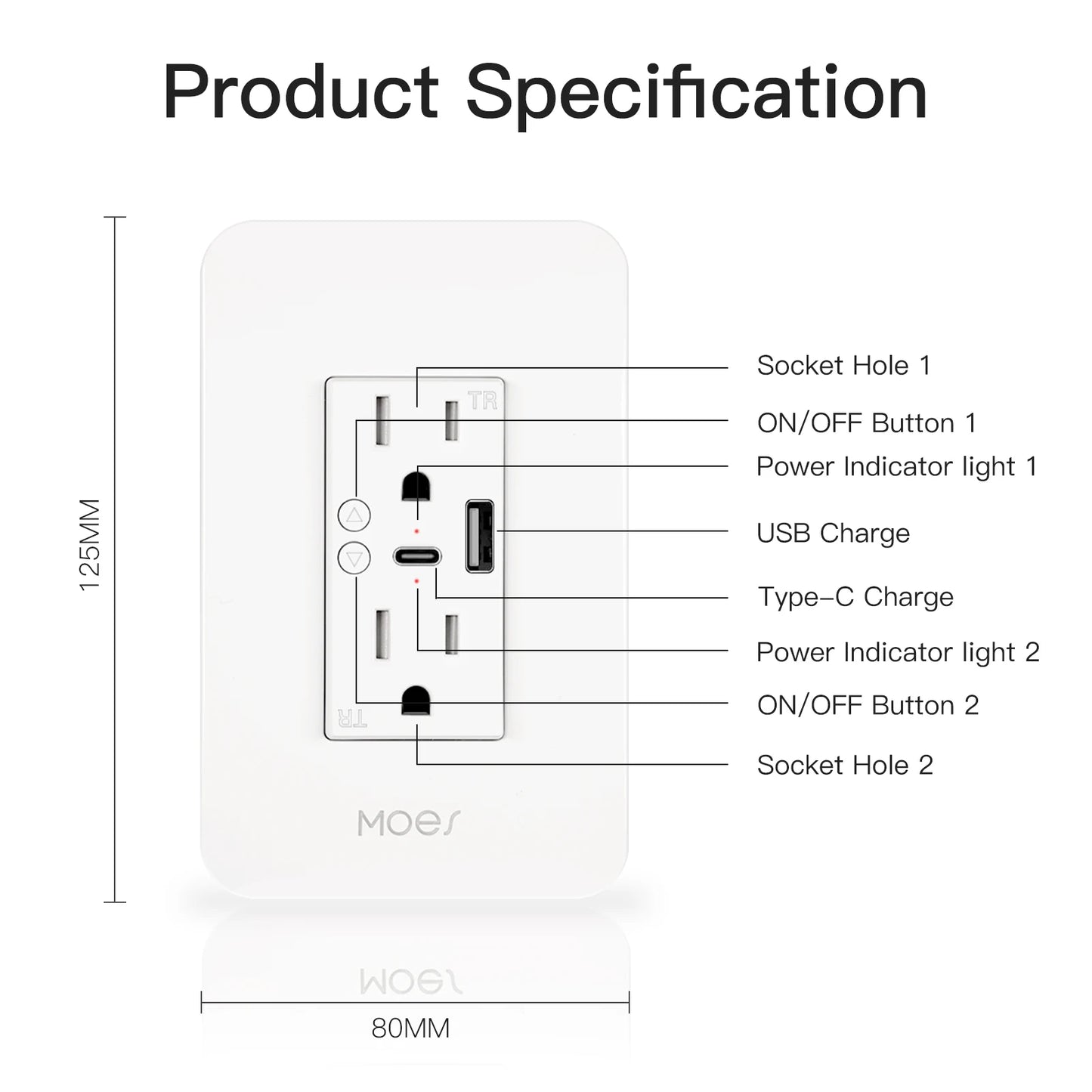 MOES WiFi Smart Wall Socket With USB Type C Alexa
