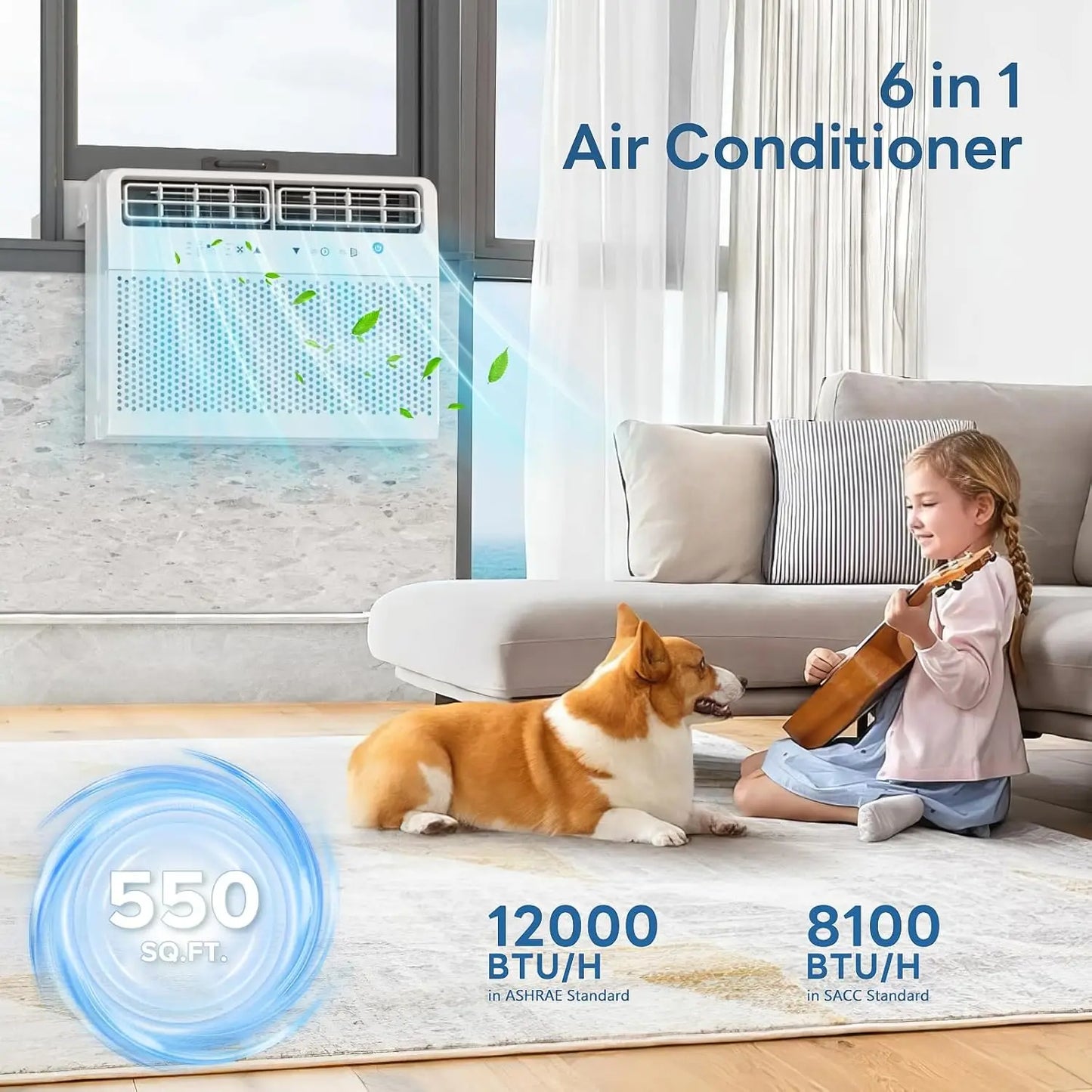 XMSJ 6-In-1 U-Shaped Window Air Conditioner