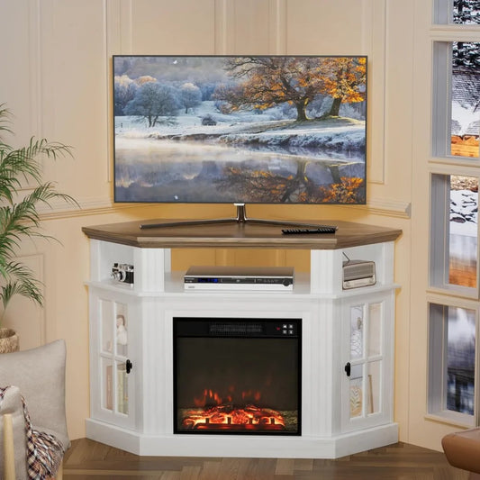 Fireplace Corner TV Stand With Electric Fireplace Modern Entertainment Center