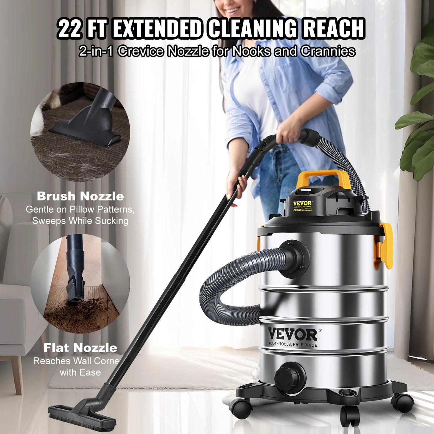 SucceBuy Wet Dry Shop Vacuum Powerful Suction For Pet Hair