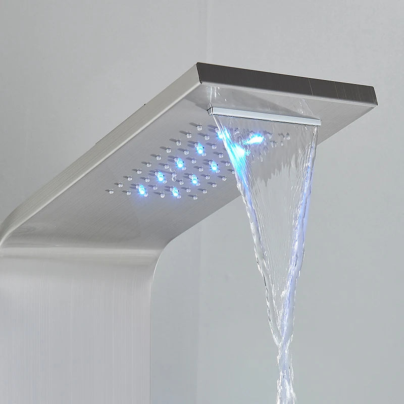 MYQualife LED Rainfall Waterfall Shower Panel System