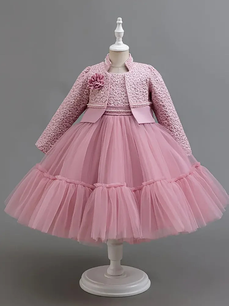 Guangdong Girls Dress Set Floral Lace Coat Outfit Collection