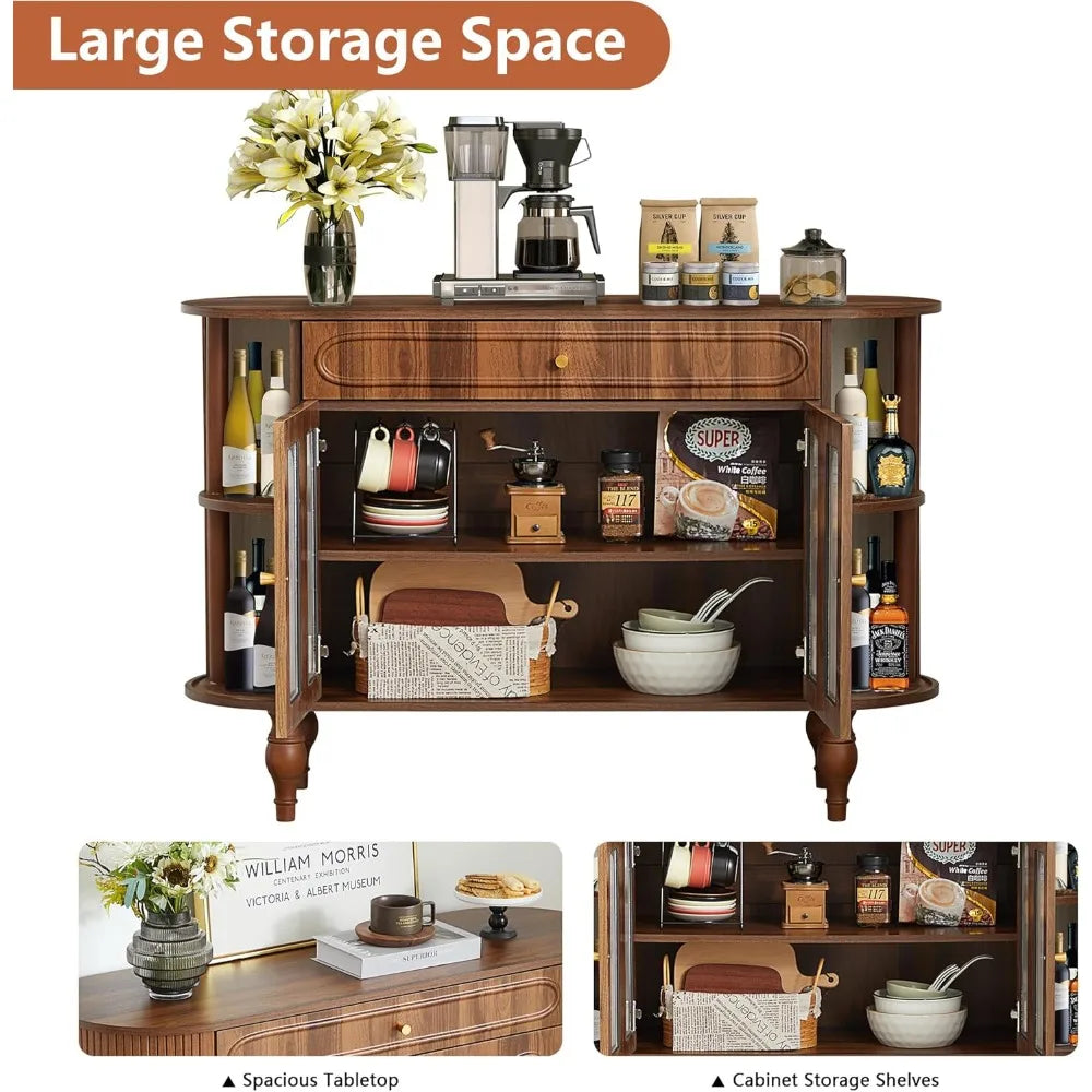 Mid Century Modern Fluted Sideboard Cabinet With Drawers