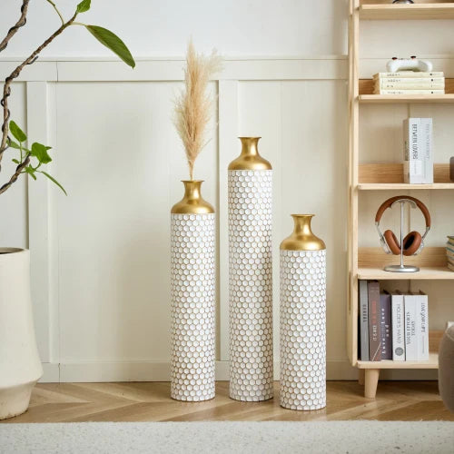 Hign-concerned Floor Metal Vase Set Of 3 Modern Decor