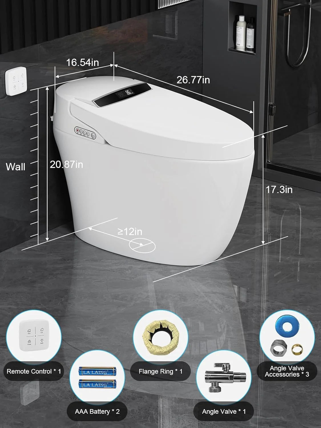 Smart Onepiece Tankless Toilet With Heated Seat Night Light