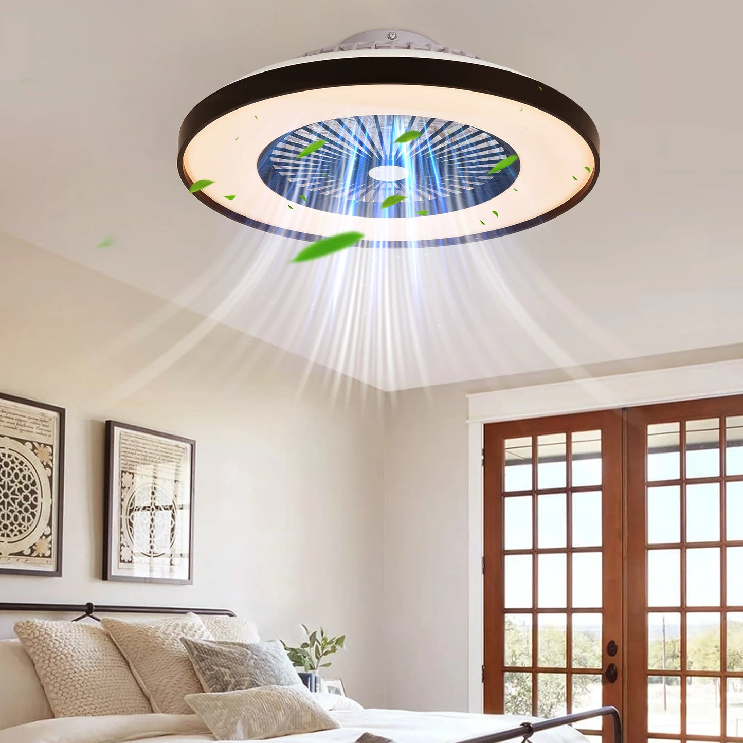 ARLGSITE Smart Ceiling Fan with LED RGB Dimmable Remote App