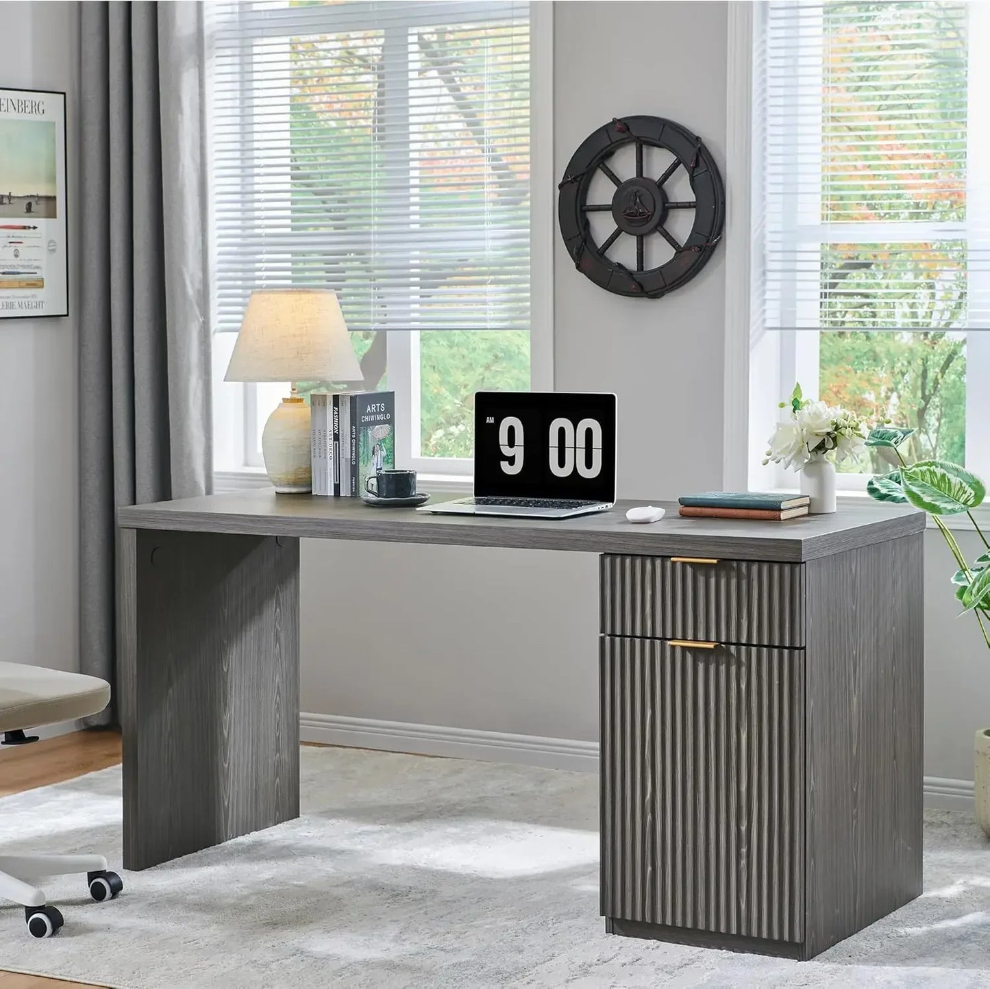 XMSJH Modern Executive Desk With Storage And Drawers