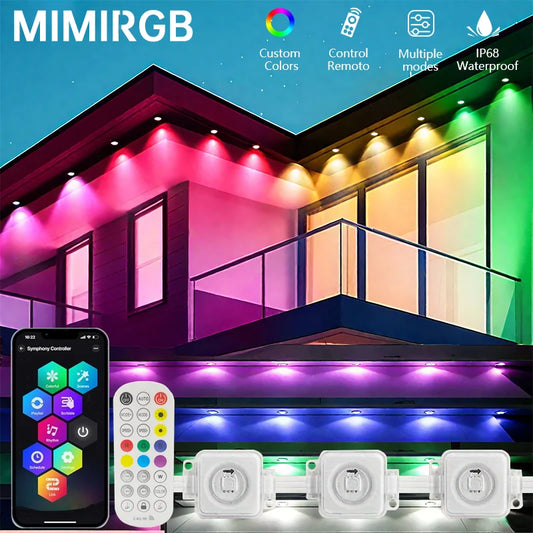 MIMIRGB Eaves Lights Outdoor LED String Strip Bluetooth App Control