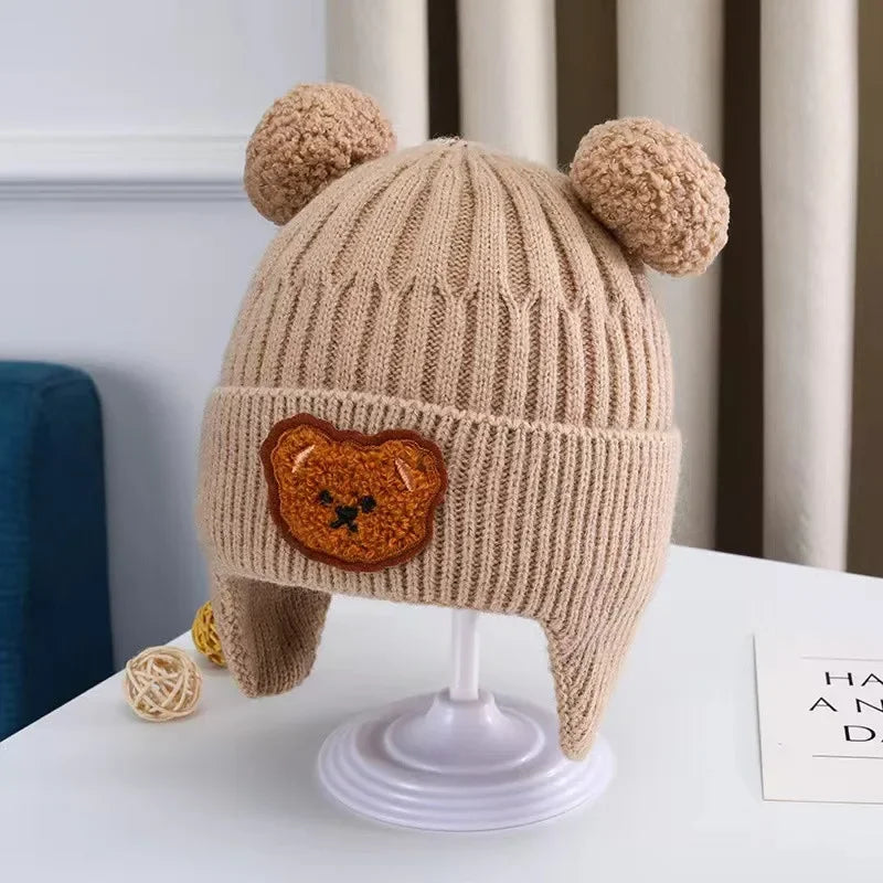 Baby Bear Ear Protection Winter Knit Hat Unisex