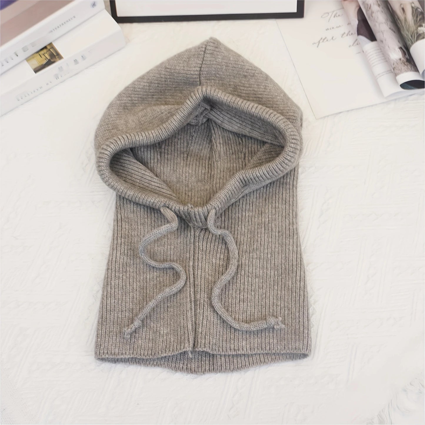 Fujian Knit Hooded Scarf Beanie Set For Winter Warmth