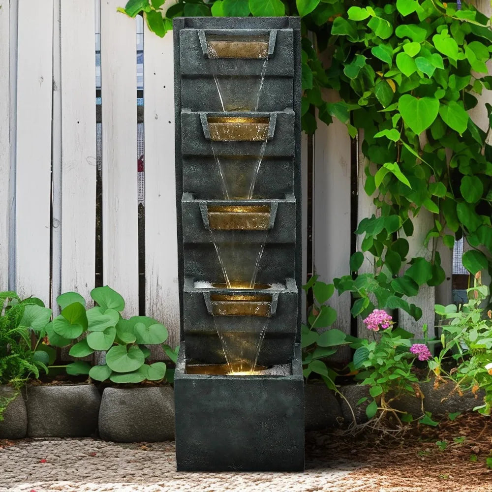 SunJet Five Tier Water Fountain Outdoor Indoor With Led