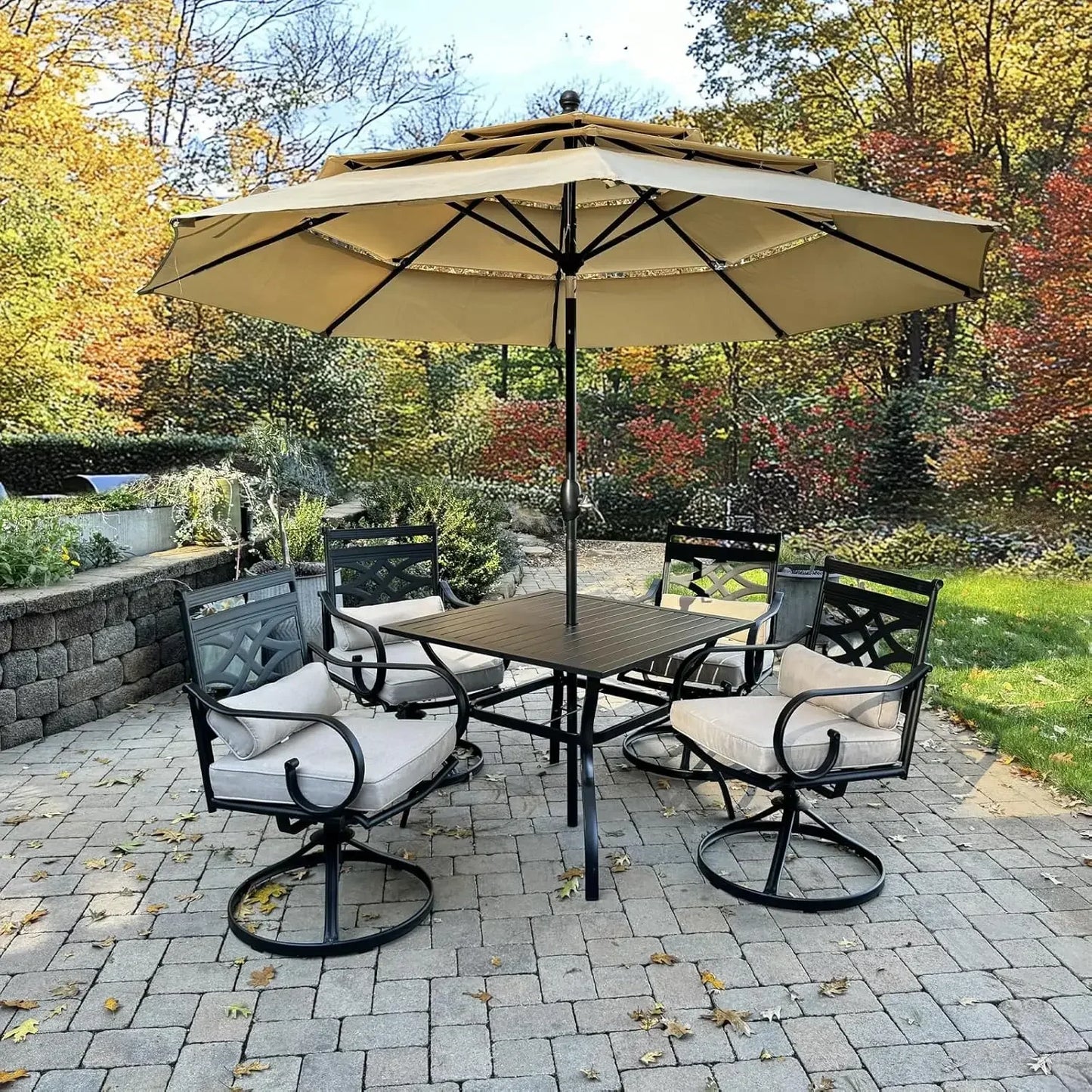 Guangbai 5 Piece Patio Dining Set With 4 Swivel Chairs