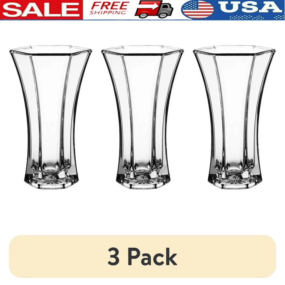XMSJHignconcerned Clear Glass Paneled Vase Set of 3