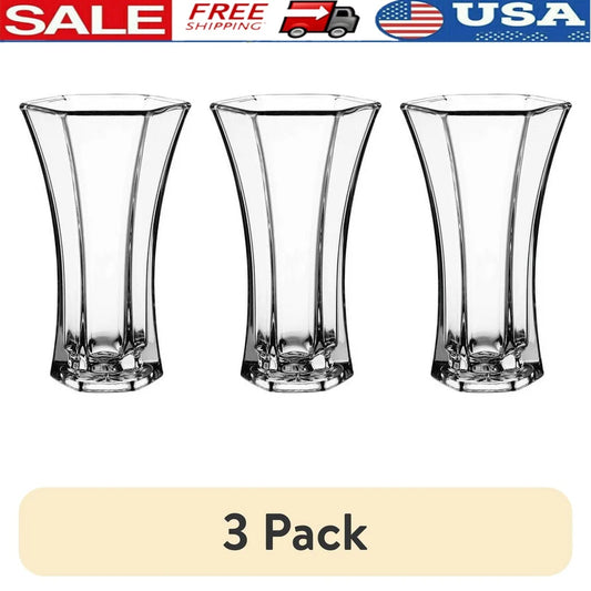XMSJHignconcerned Clear Glass Paneled Vase Set of 3