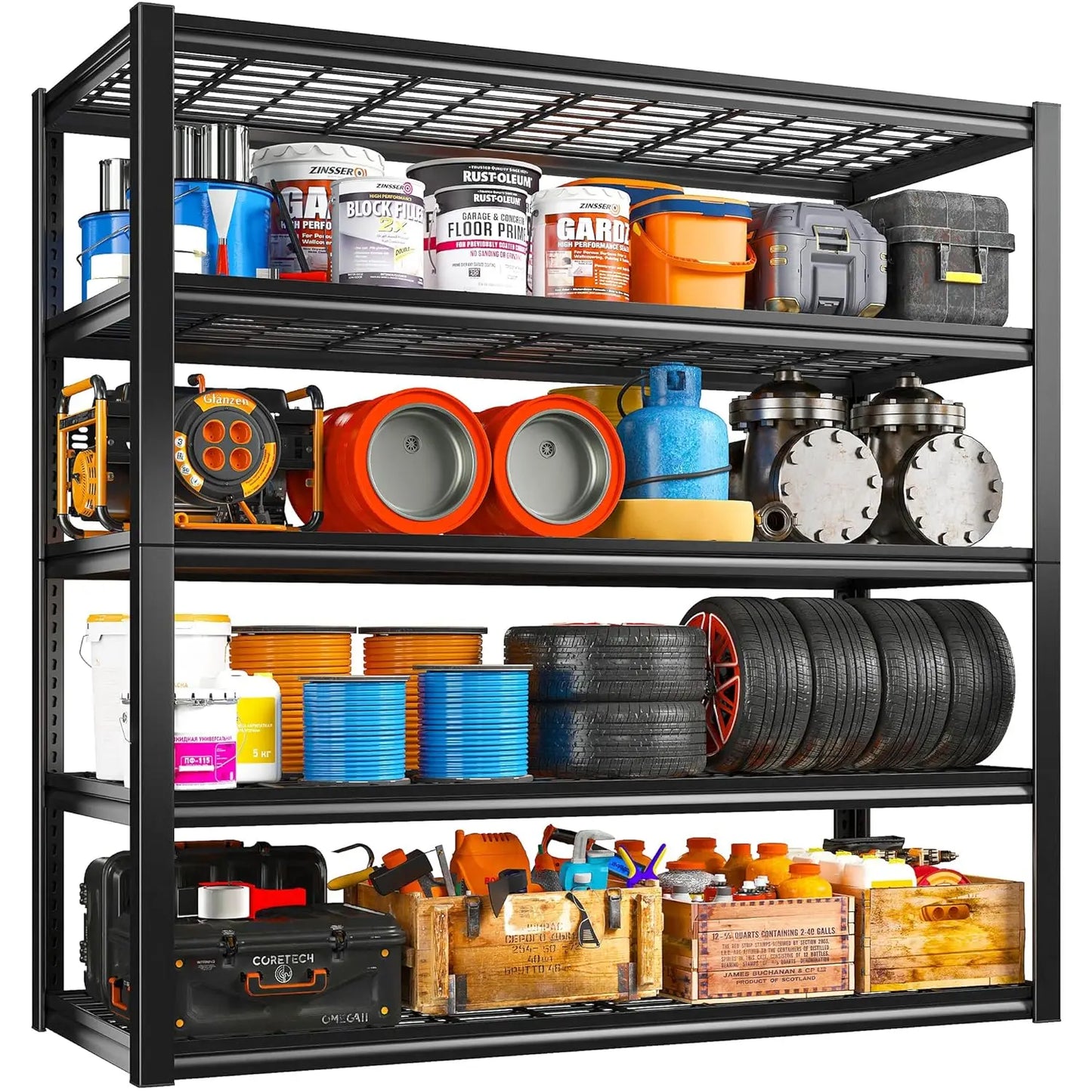Heavy Duty 5 Tier Adjustable Metal Shelving Unit