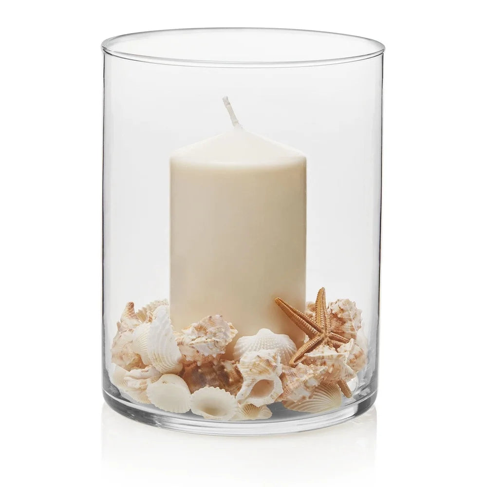 XMSJH Clear Glass Cylinder Vase With Sturdy Base Display