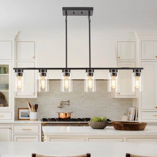 Glass Chandelier 5 to 6 Light Kitchen Island Pendant Light