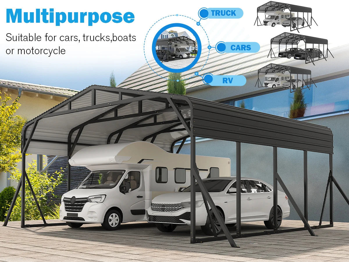 Polar Aurora Metal Carport Shelter Heavy Duty Galvanized Steel