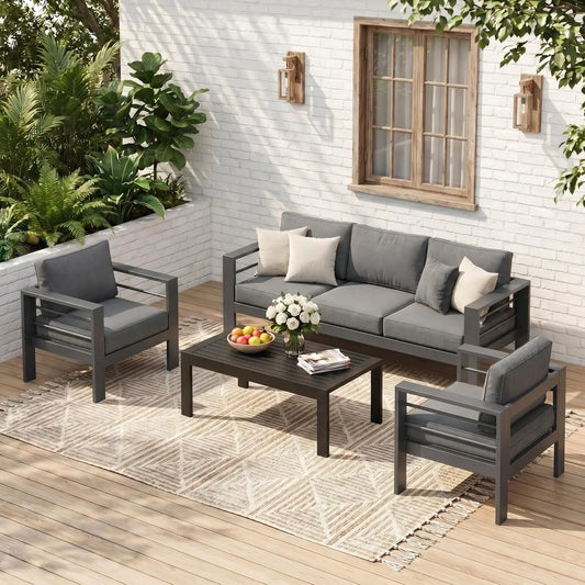 All Weather Aluminum Outdoor Patio Sectional Set for Five People