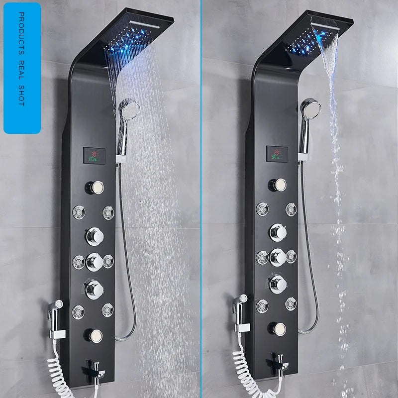 MYQualife LED Rainfall Waterfall Shower Panel System