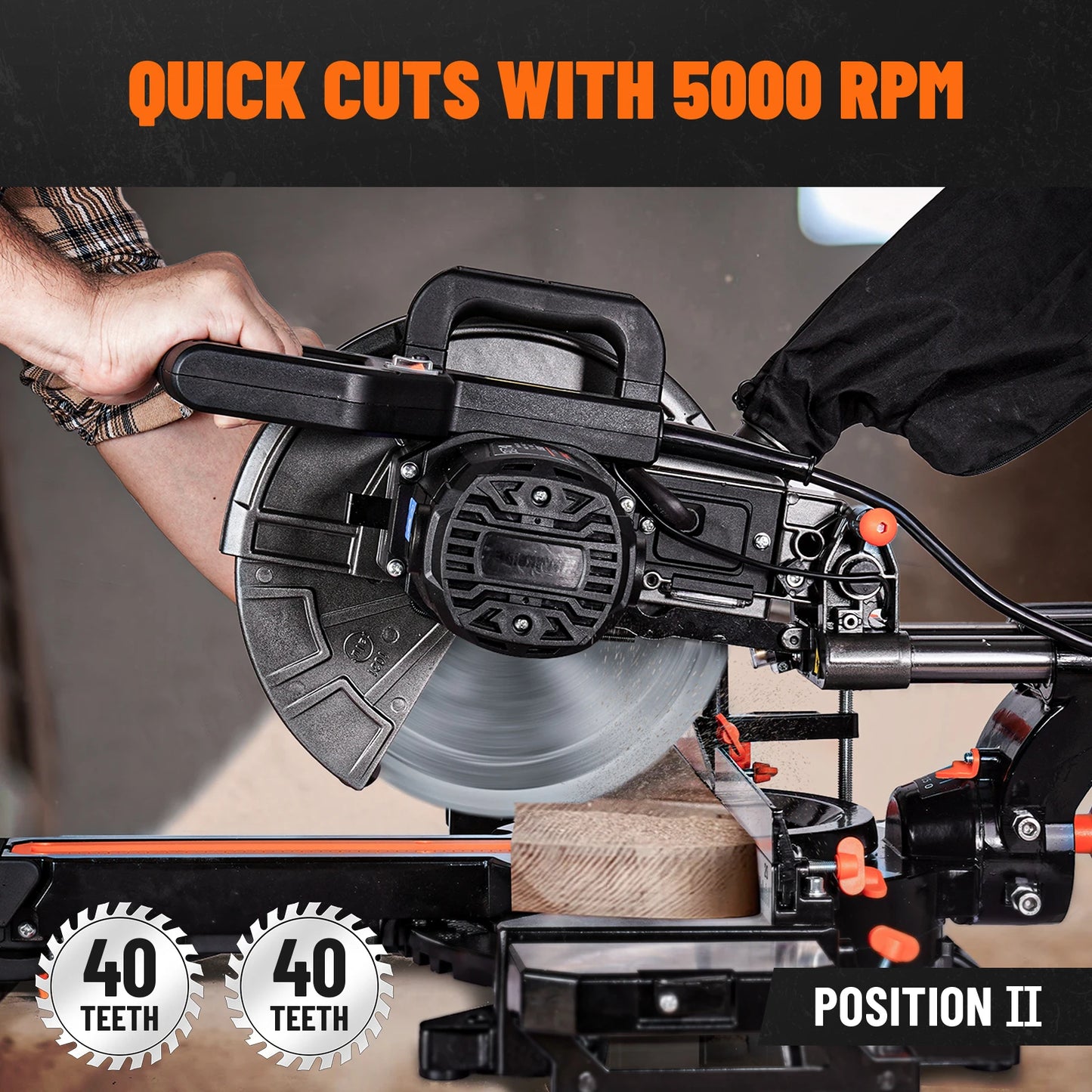 DOVAMAN Sliding Miter Saw With 3 TCT Blades Laser Guide