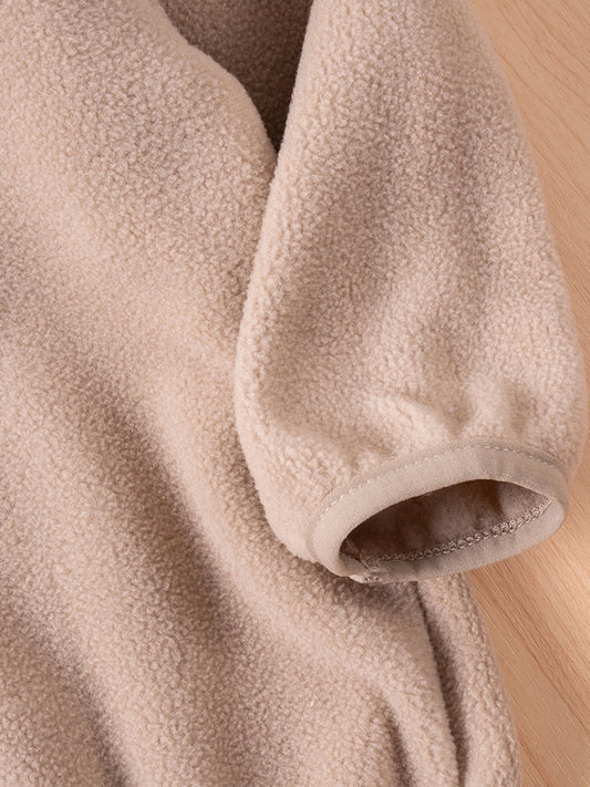 Girls Winter Fleece Jacket With Zipper Closure And Stand Collar For Toddlers