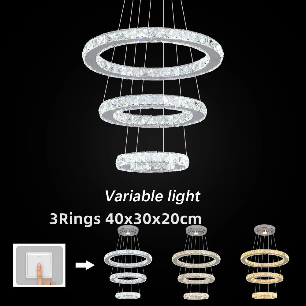 GreeLustr Modern Crystal Chrome Led Pendant Light Chandelier